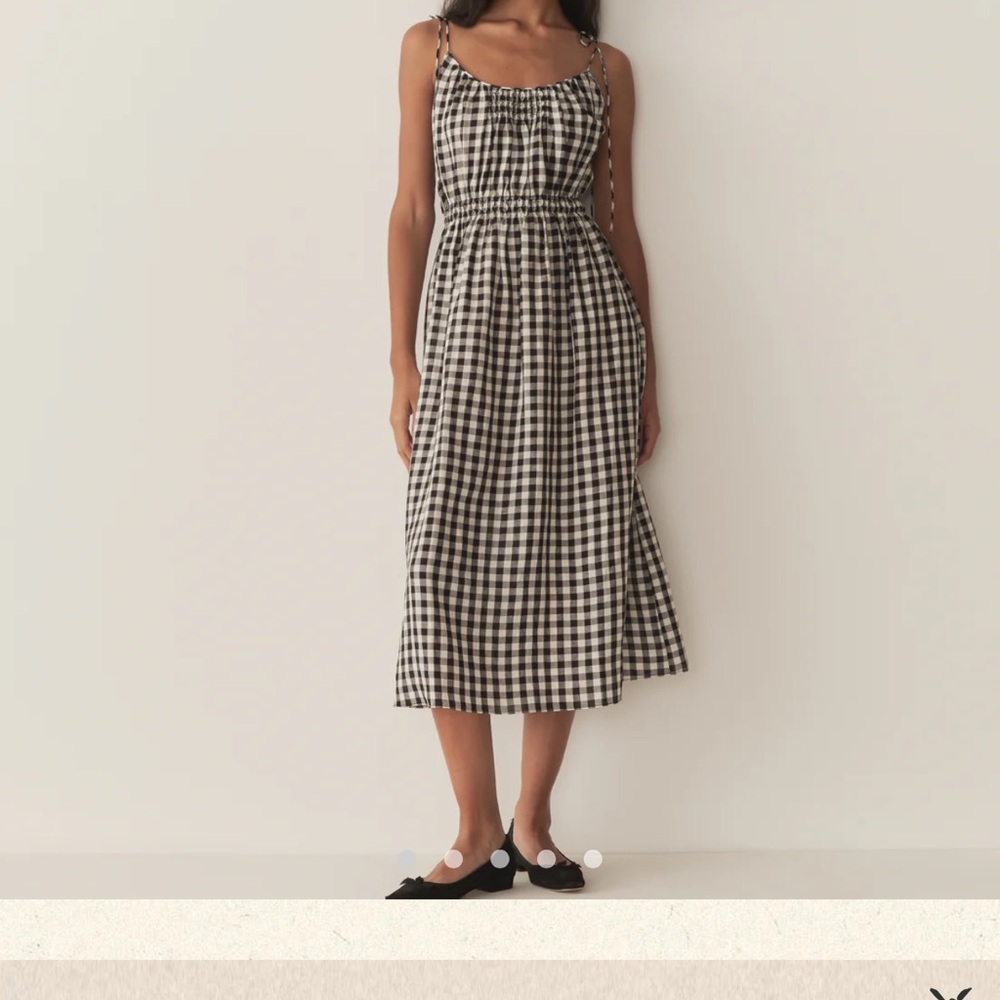 Doen Gingham Midi Dress in Black and White